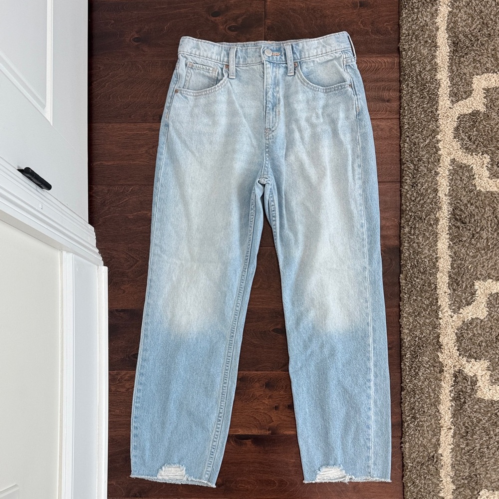 Old Navy Girls Straight High Rise Light Blue Jeans, adjustable waist girls sz 12